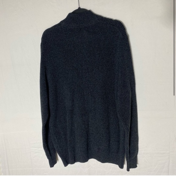 Denver Hayes Dark Grey Waffle Knit Full Zip Mock Neck Cardigan Sweater L - Picture 2 of 16
